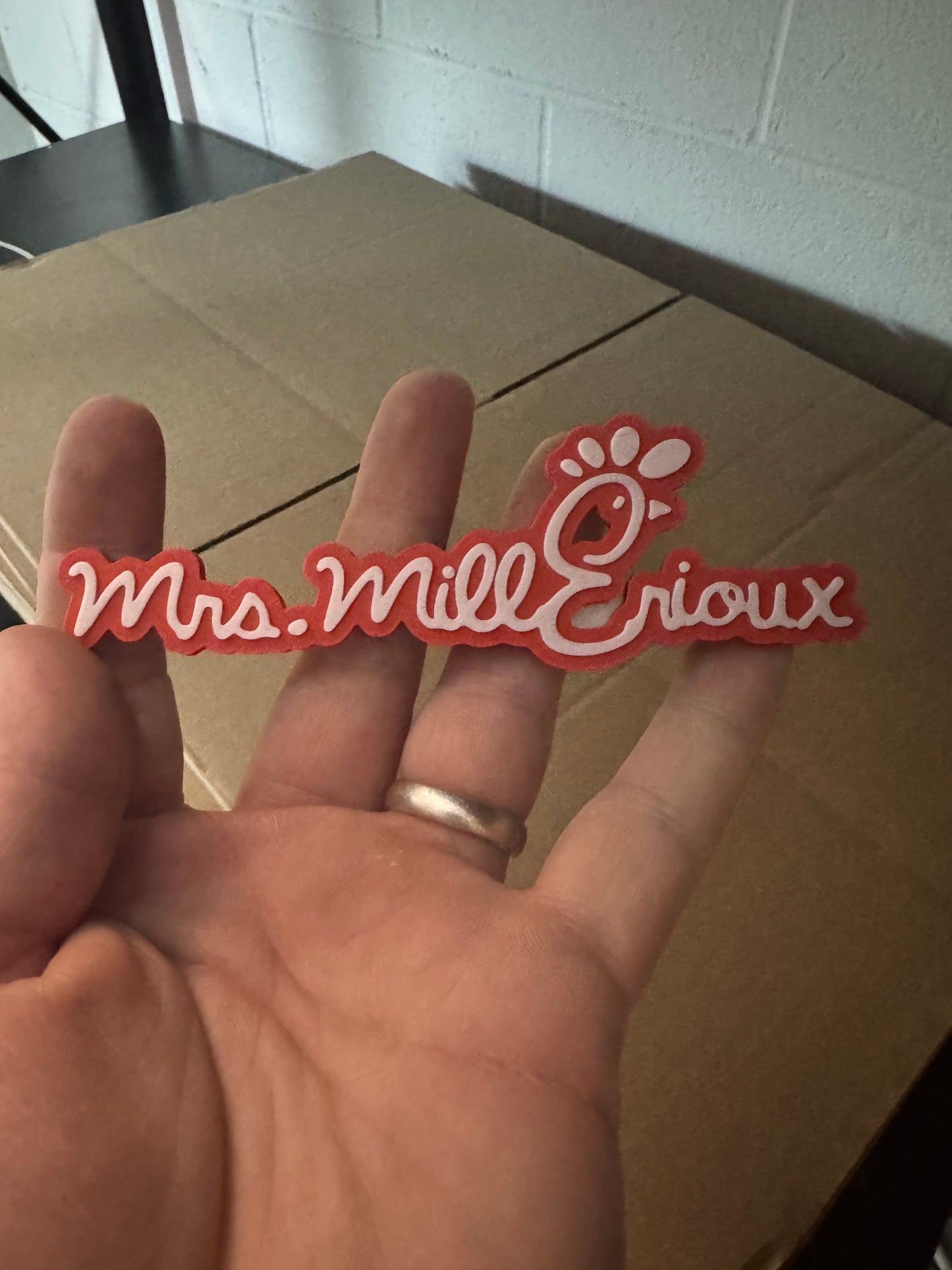 Custom Name Tag Magnet or Keychain – Personalized 3D Printed Gift for Kids - Chick-fil-A Inspired