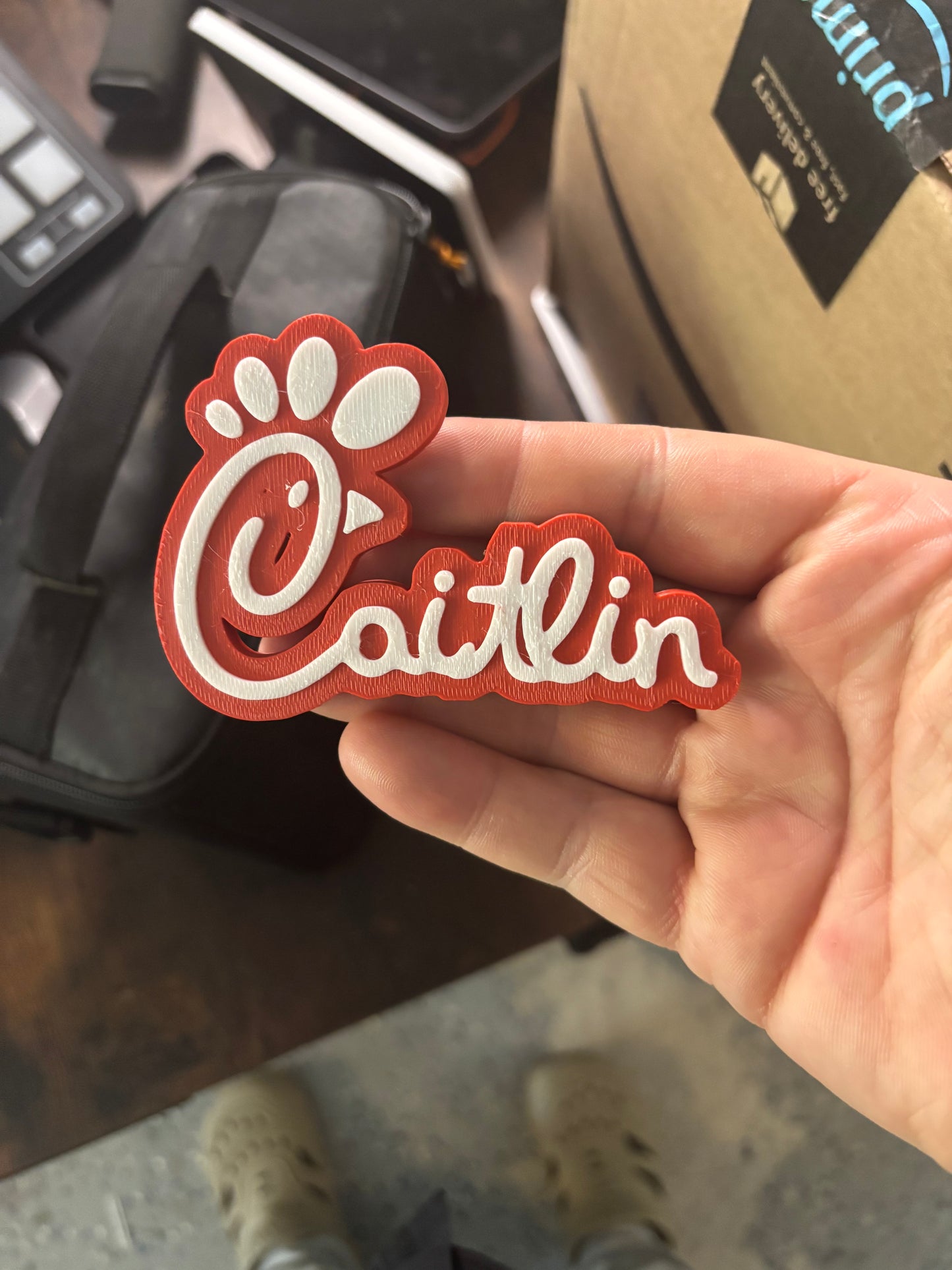 Custom Name Tag Magnet or Keychain – Personalized 3D Printed Gift for Kids - Chick-fil-A Inspired