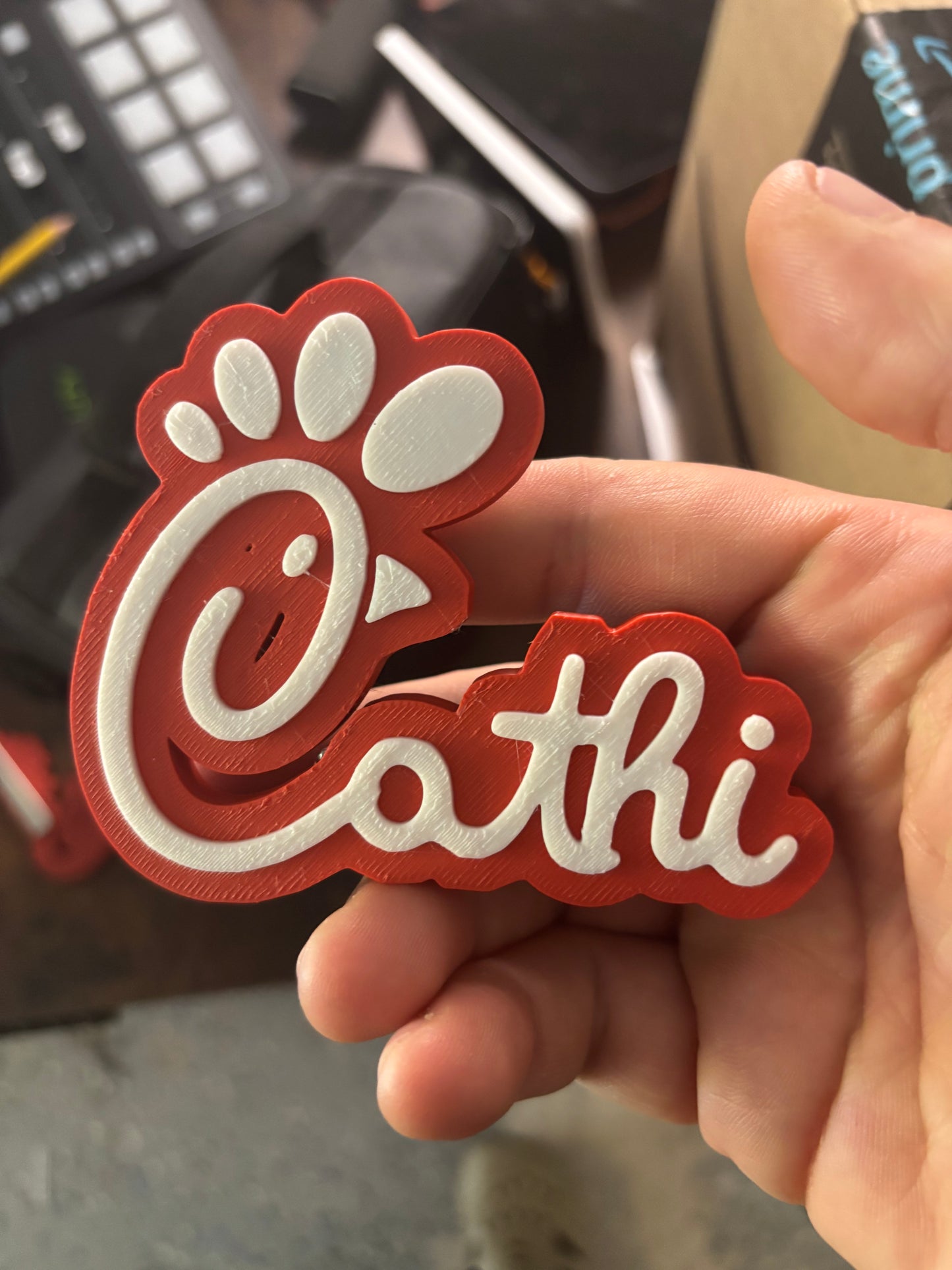Custom Name Tag Magnet or Keychain – Personalized 3D Printed Gift for Kids - Chick-fil-A Inspired